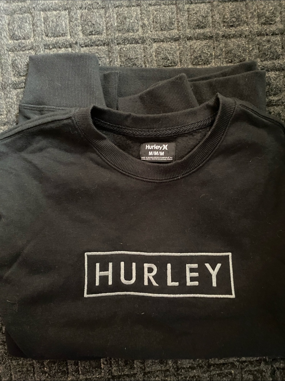 Hurley Black Crewneck Sweatshirt with White Logo
